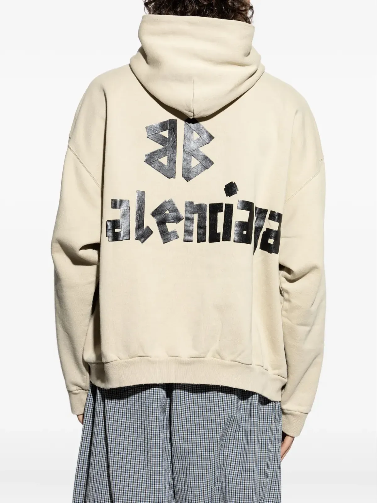 Balenciaga ロゴプリント・フリーヘムのフード付きパーカー - 画像4