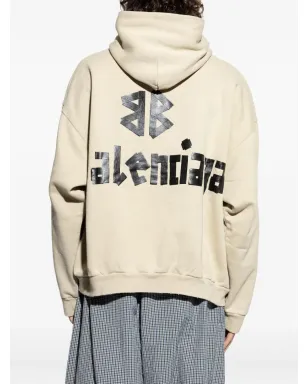 Balenciaga ロゴプリント・フリーヘムのフード付きパーカー - サムネイル4