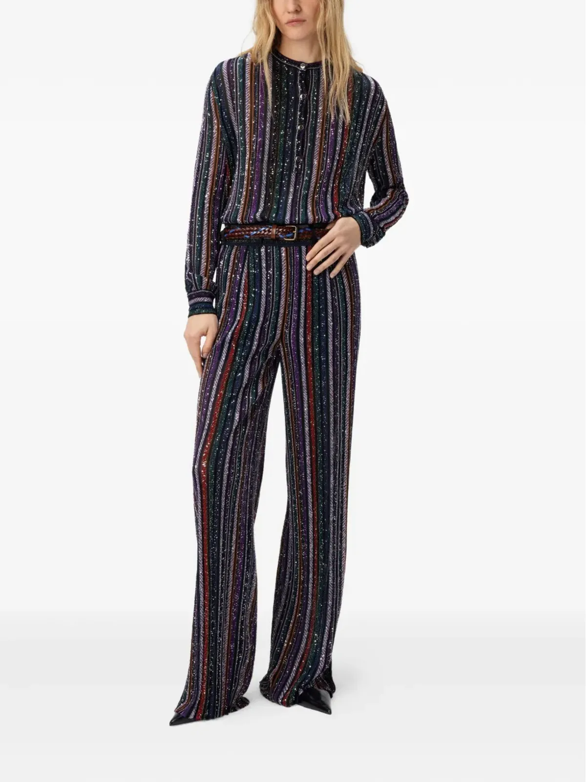 Missoni ヘリンボーン柄ストライプのスパンコール付きパンツ - ブラック - 画像2