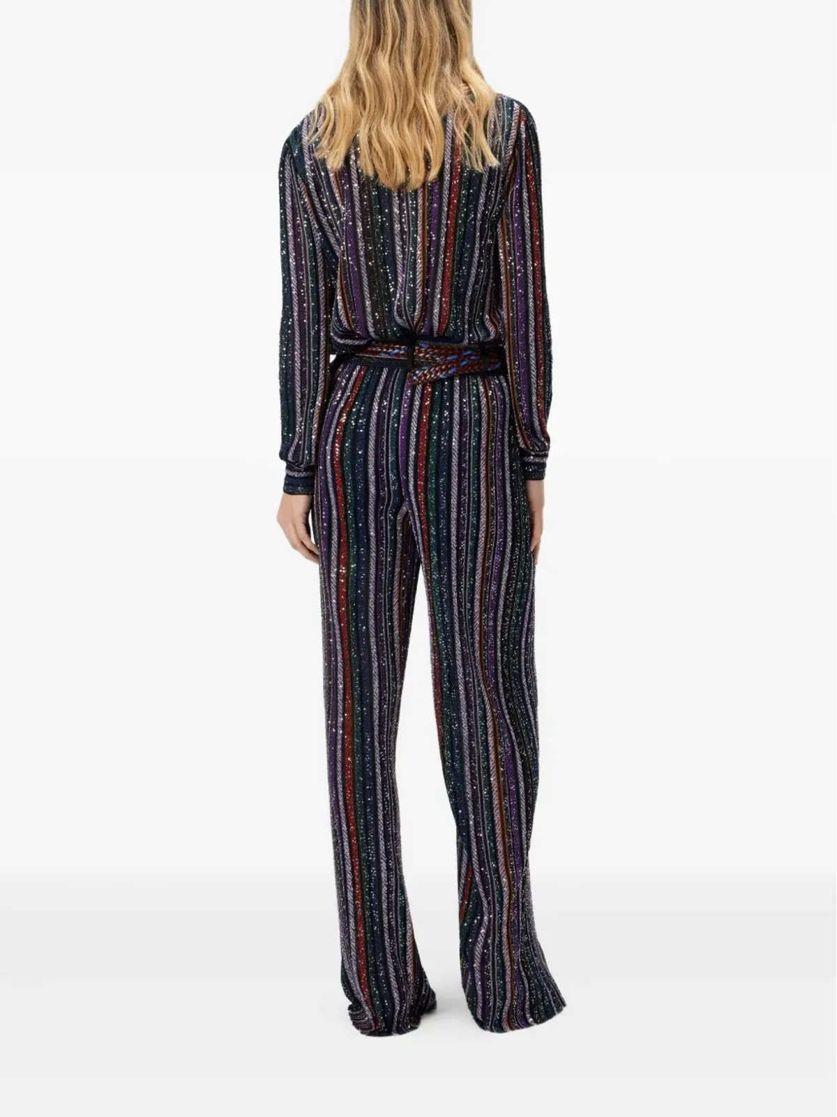 Missoni ヘリンボーン柄ストライプのスパンコール付きパンツ - ブラック - 画像3