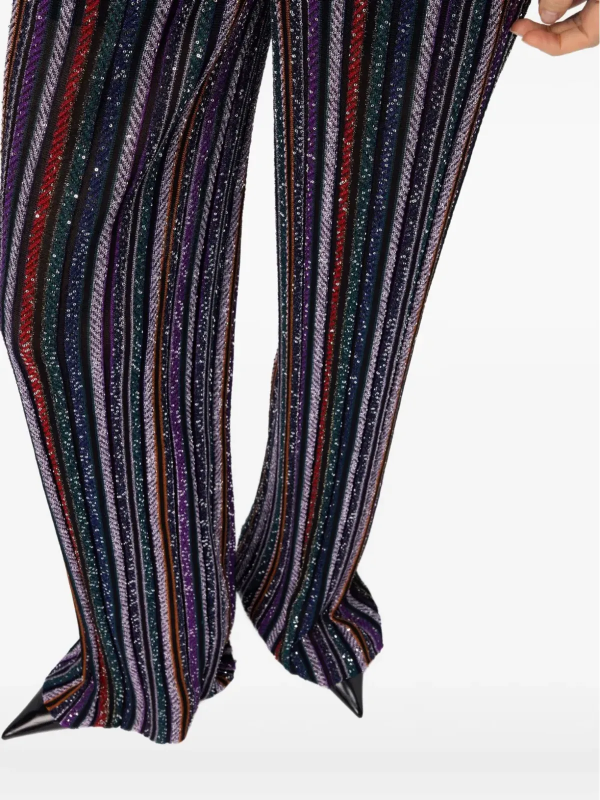 Missoni ヘリンボーン柄ストライプのスパンコール付きパンツ - ブラック - 画像4