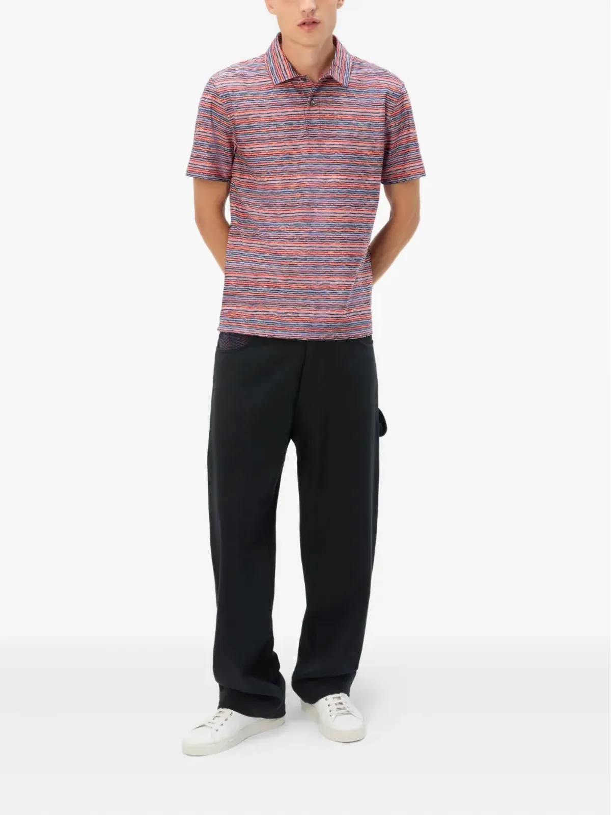 Missoni ストライプ柄の半袖ポロシャツ ピンク - 画像2