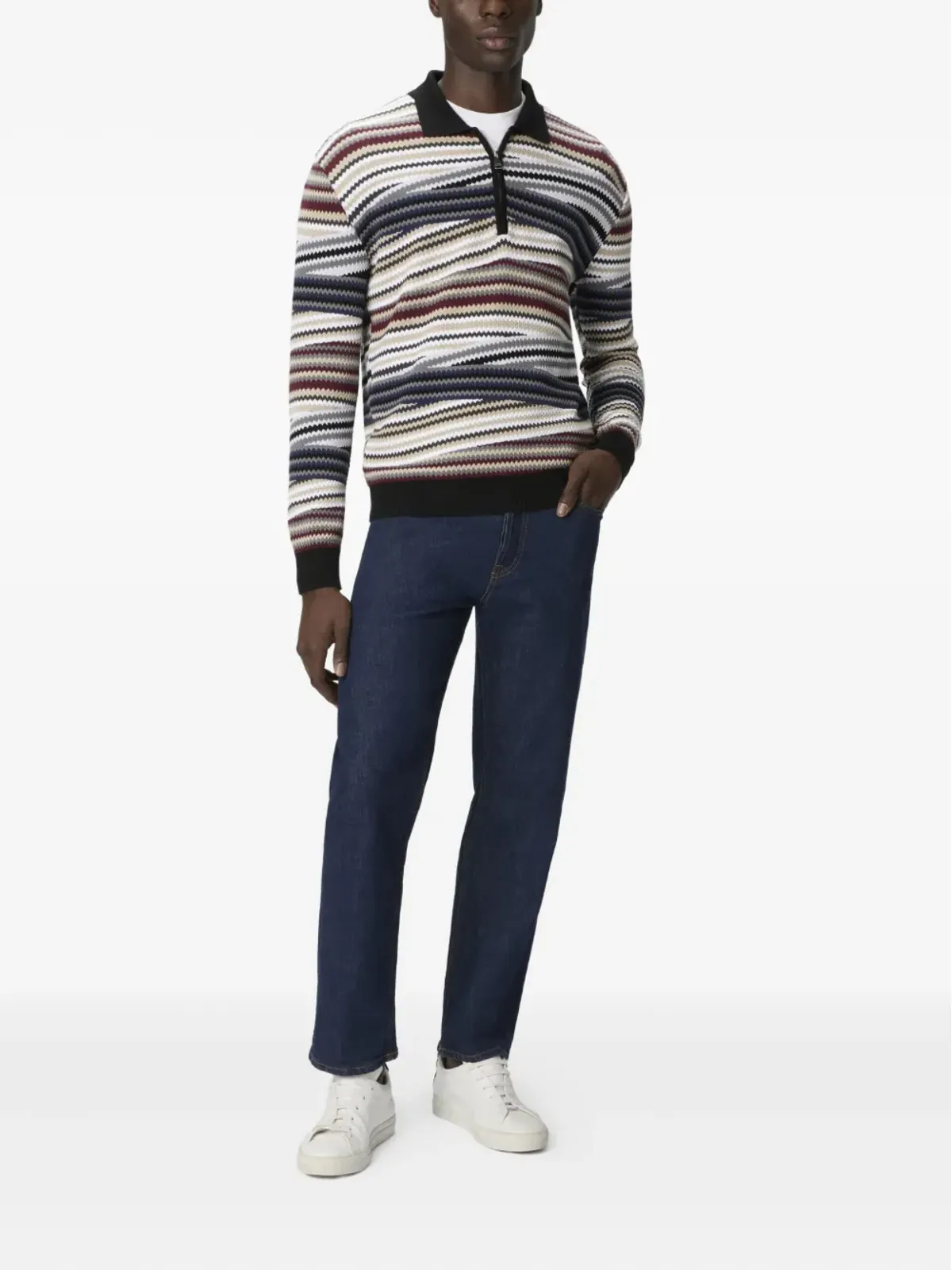 Missoni ストライプ柄ジップネックポロシャツ - 画像2