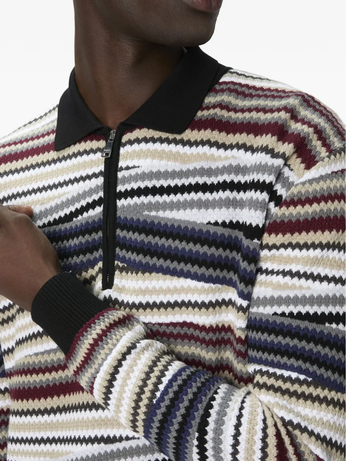 Missoni ストライプ柄ジップネックポロシャツ - 画像4