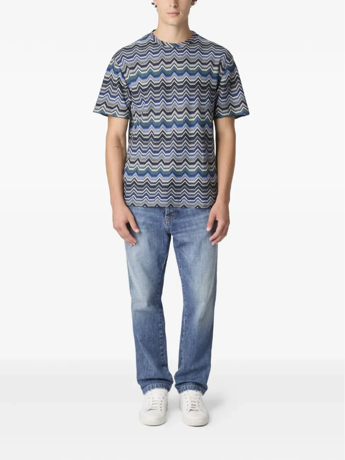 Missoni シェブロン柄 半袖Tシャツ - ブルー - 画像2