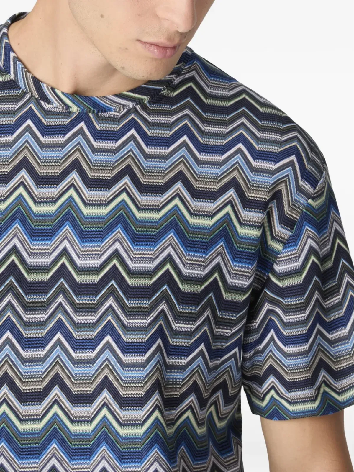 Missoni シェブロン柄 半袖Tシャツ - ブルー - 画像4