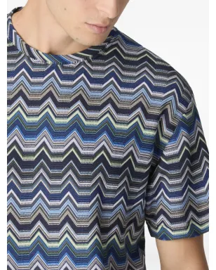 Missoni シェブロン柄 半袖Tシャツ - ブルー - サムネイル4