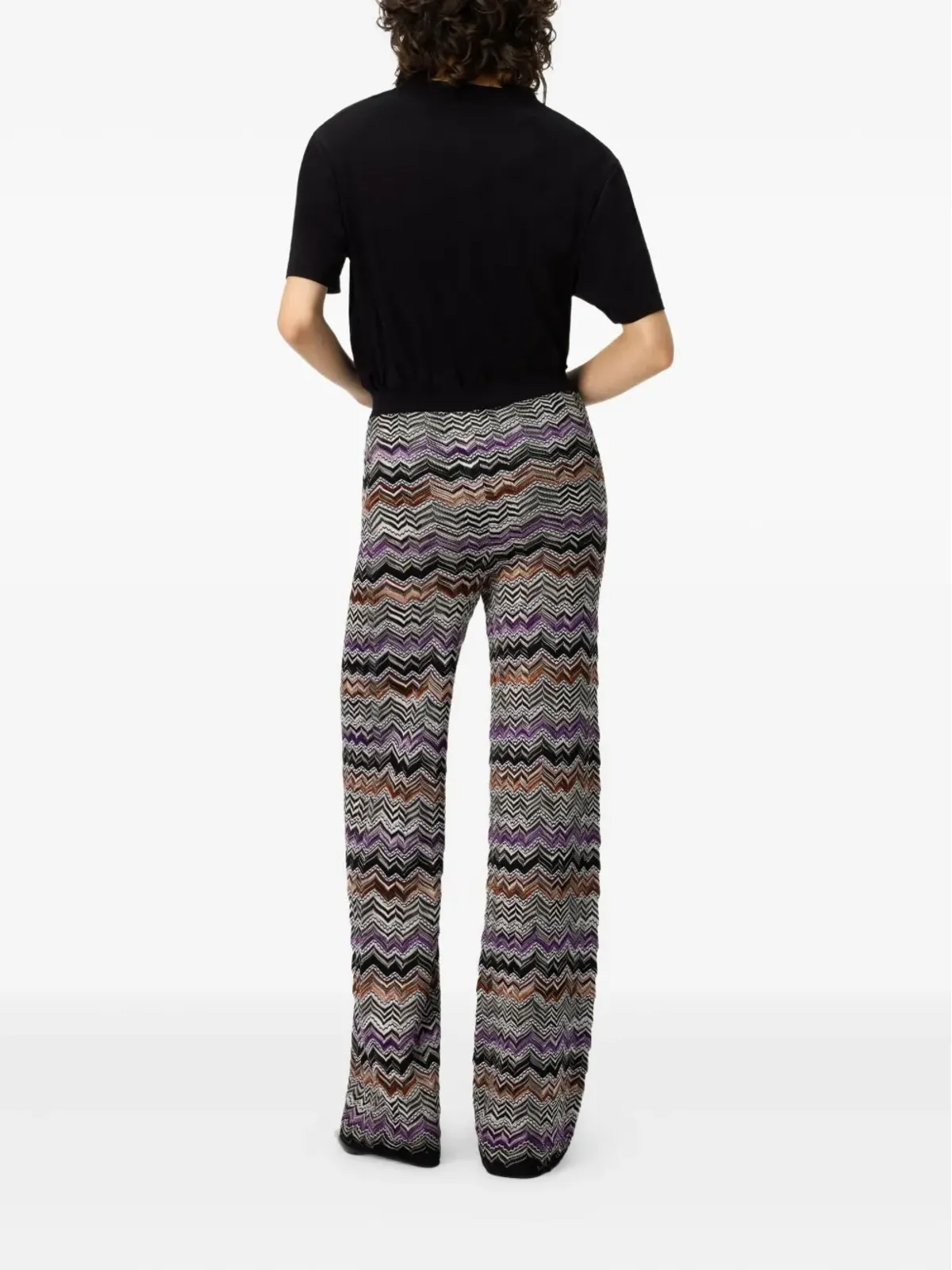 Missoni チェボン柄ニットストレートパンツ - ブラック - 画像3