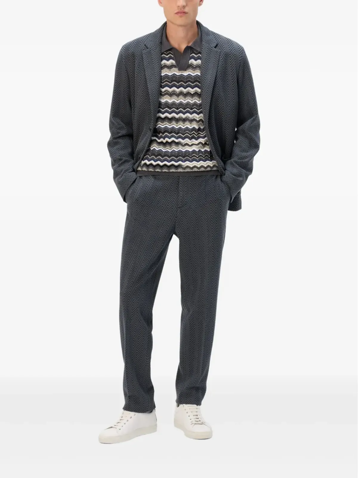 Missoni ヘリンボーン柄ストレートパンツ グレー - 画像2