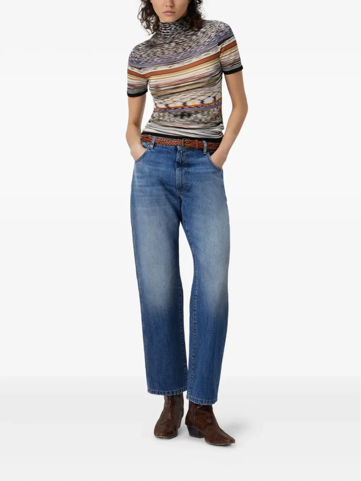 Missoni ストライプ柄タートルネックトップ - ブラック - 画像2