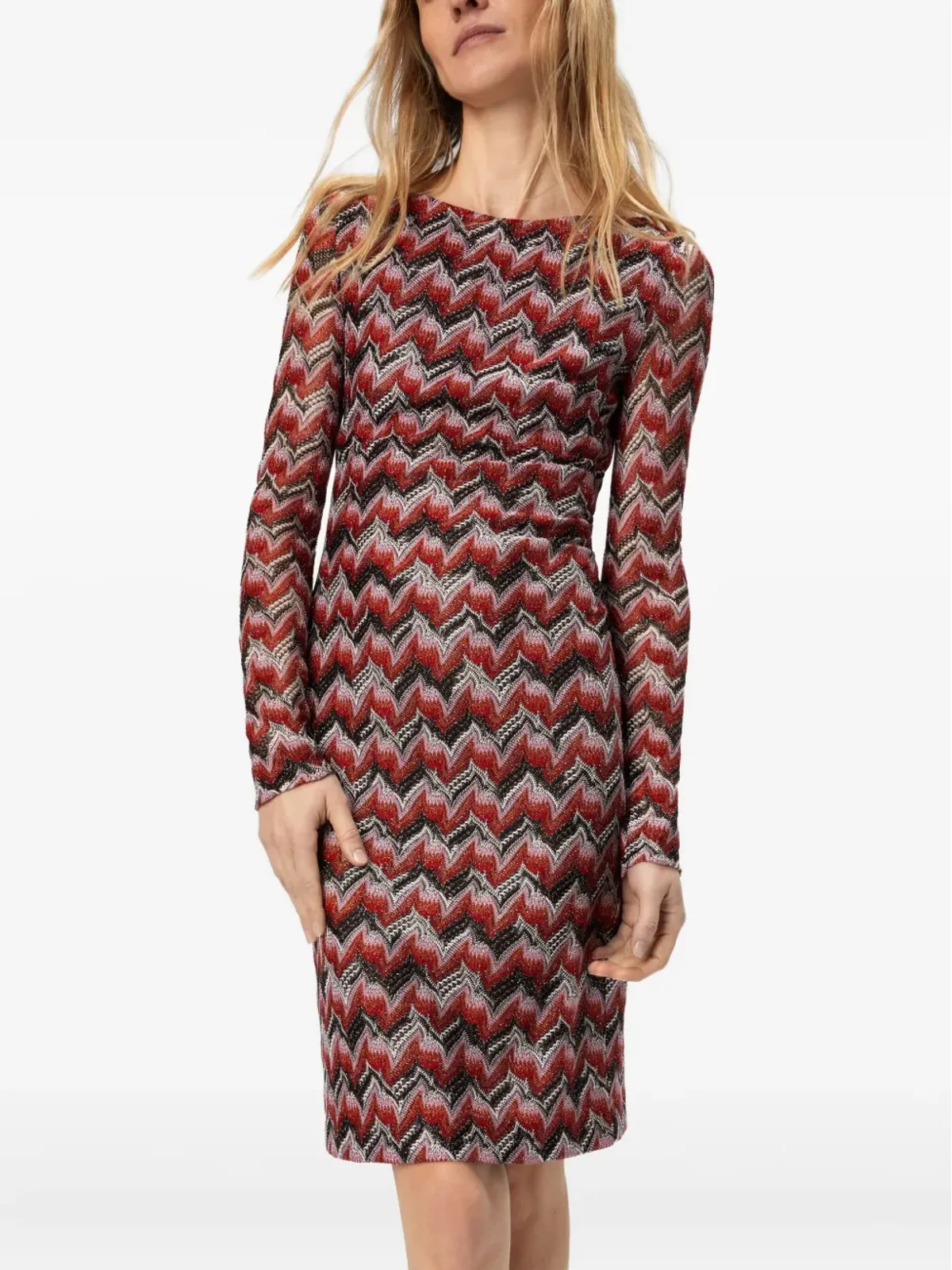 Missoni チェブロン柄長袖ミディドレス - 画像4
