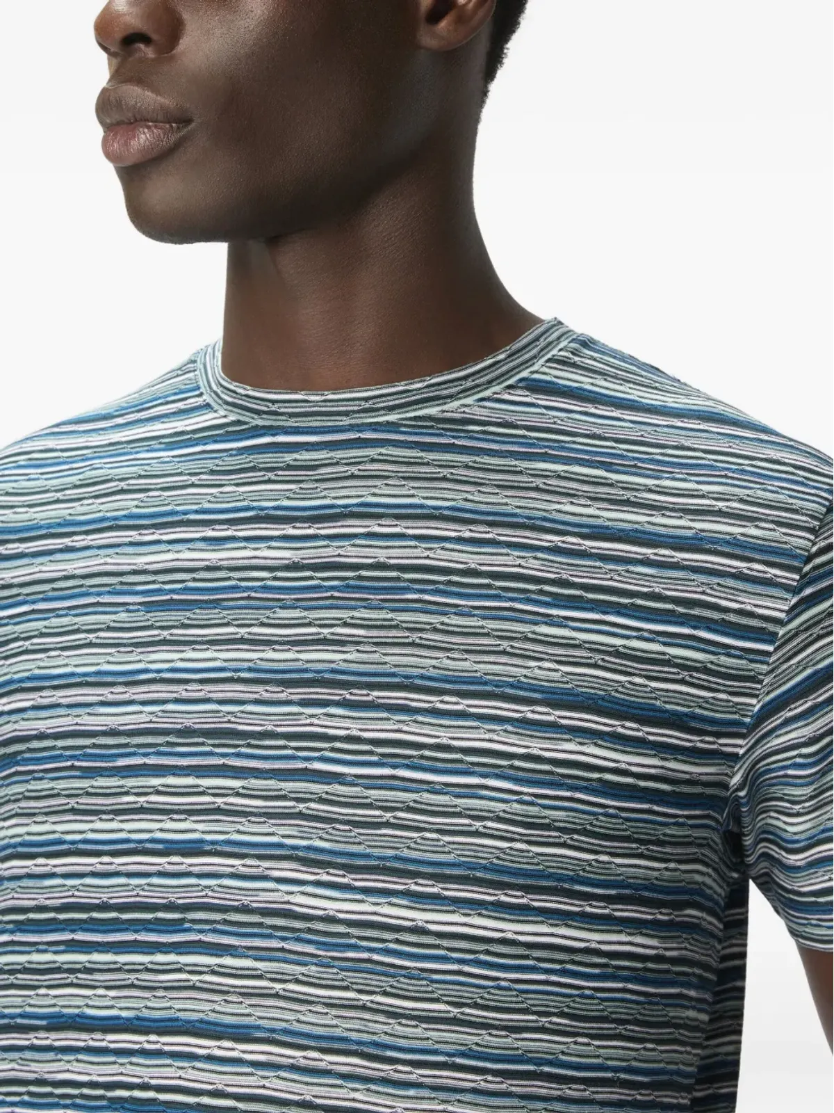 Missoni 炎のジグザグ柄 クルーネック Tシャツ - ブルー - 画像4