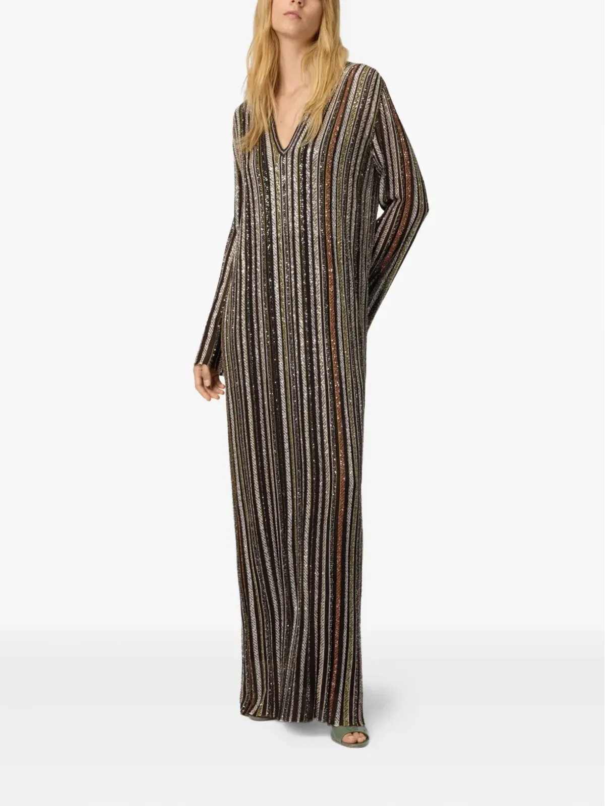 Missoni ミッソーニ Vネック柄マキシドレス - 画像2