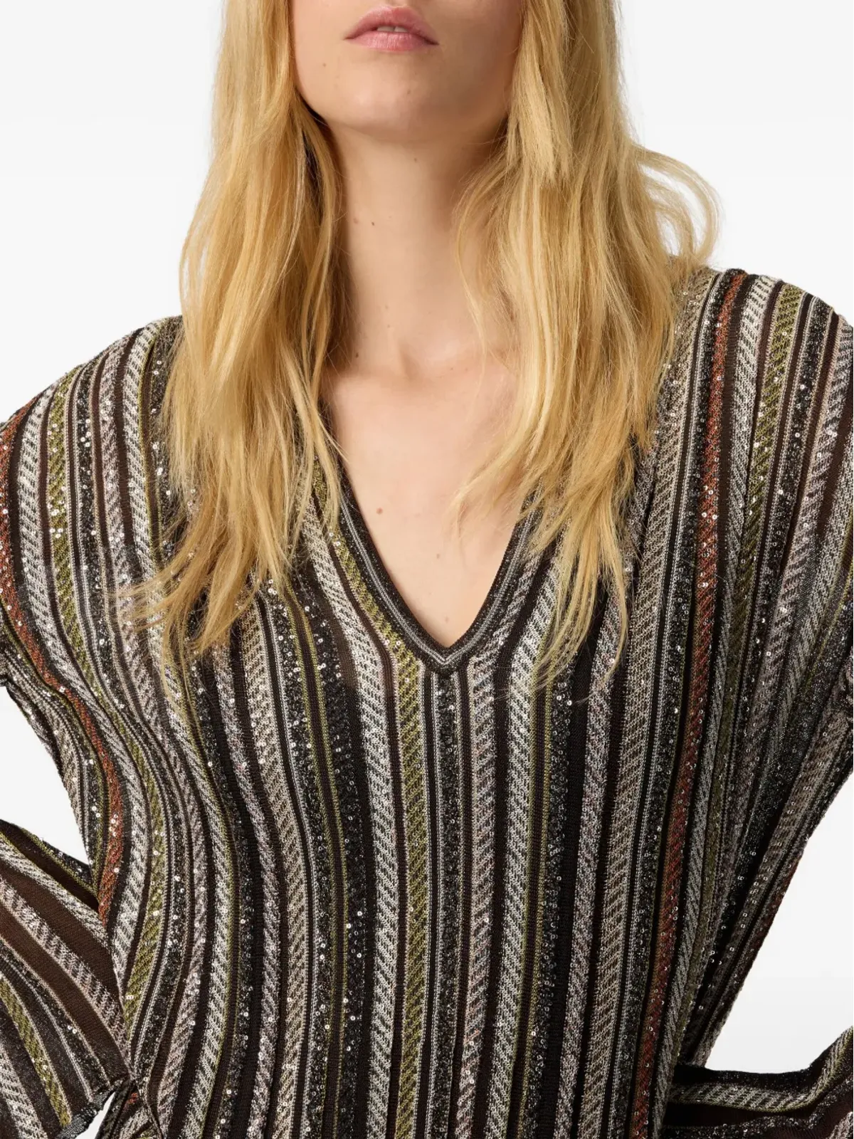 Missoni ミッソーニ Vネック柄マキシドレス - 画像4
