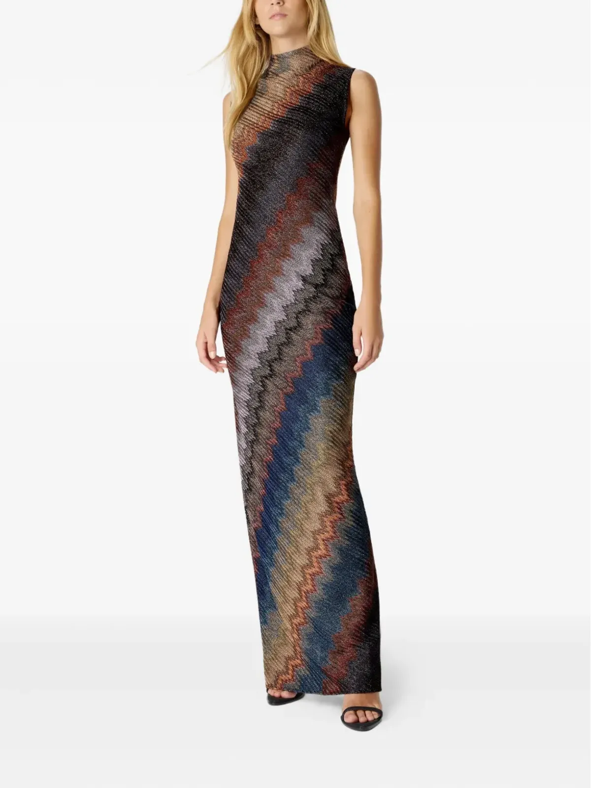 Missoni ジグザグ柄ハイネックマキシドレス - 画像2