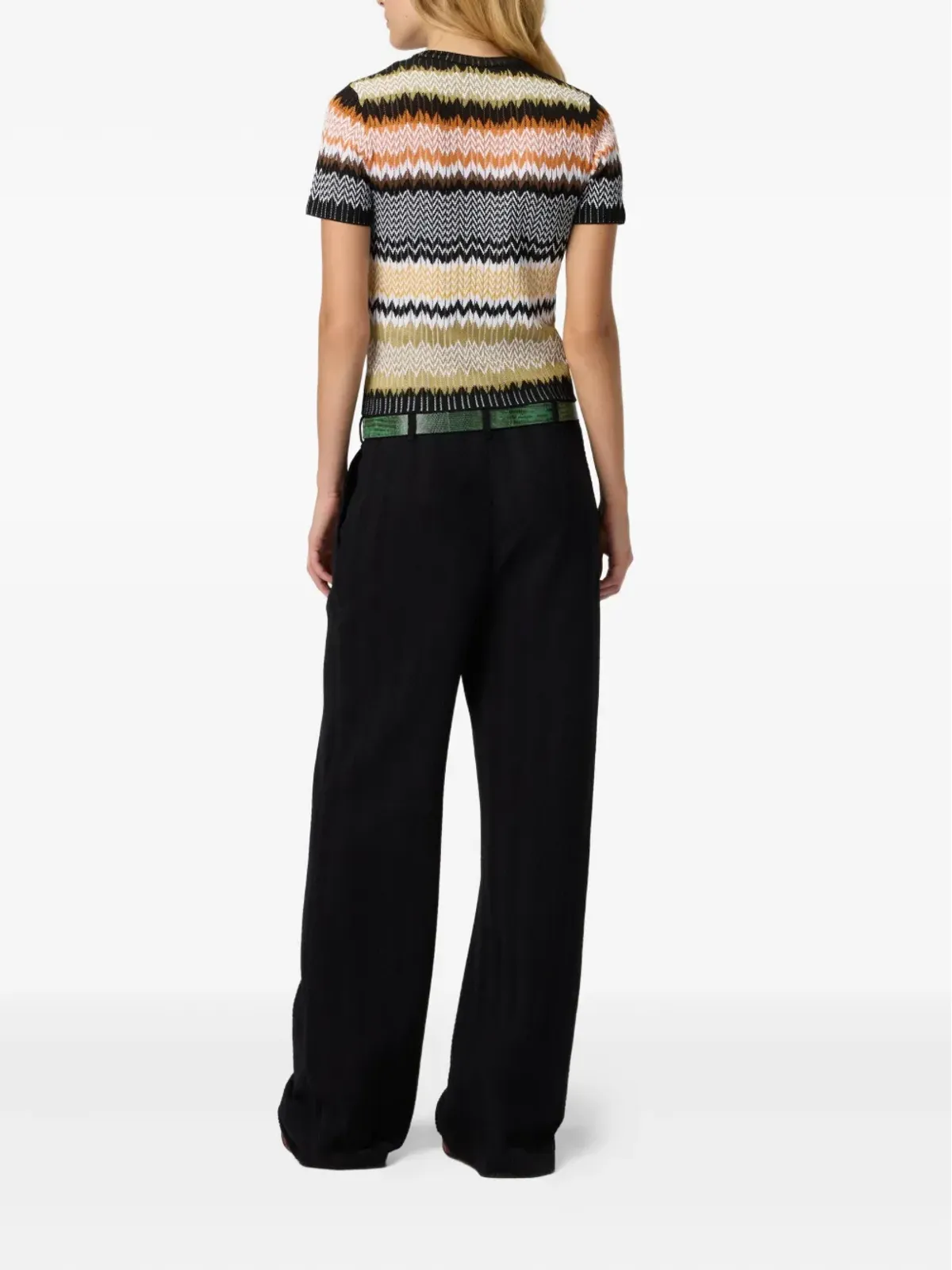 Missoni シェブロン柄半袖ニットトップス - ブラック - 画像3