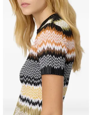 Missoni シェブロン柄半袖ニットトップス - ブラック - サムネイル4