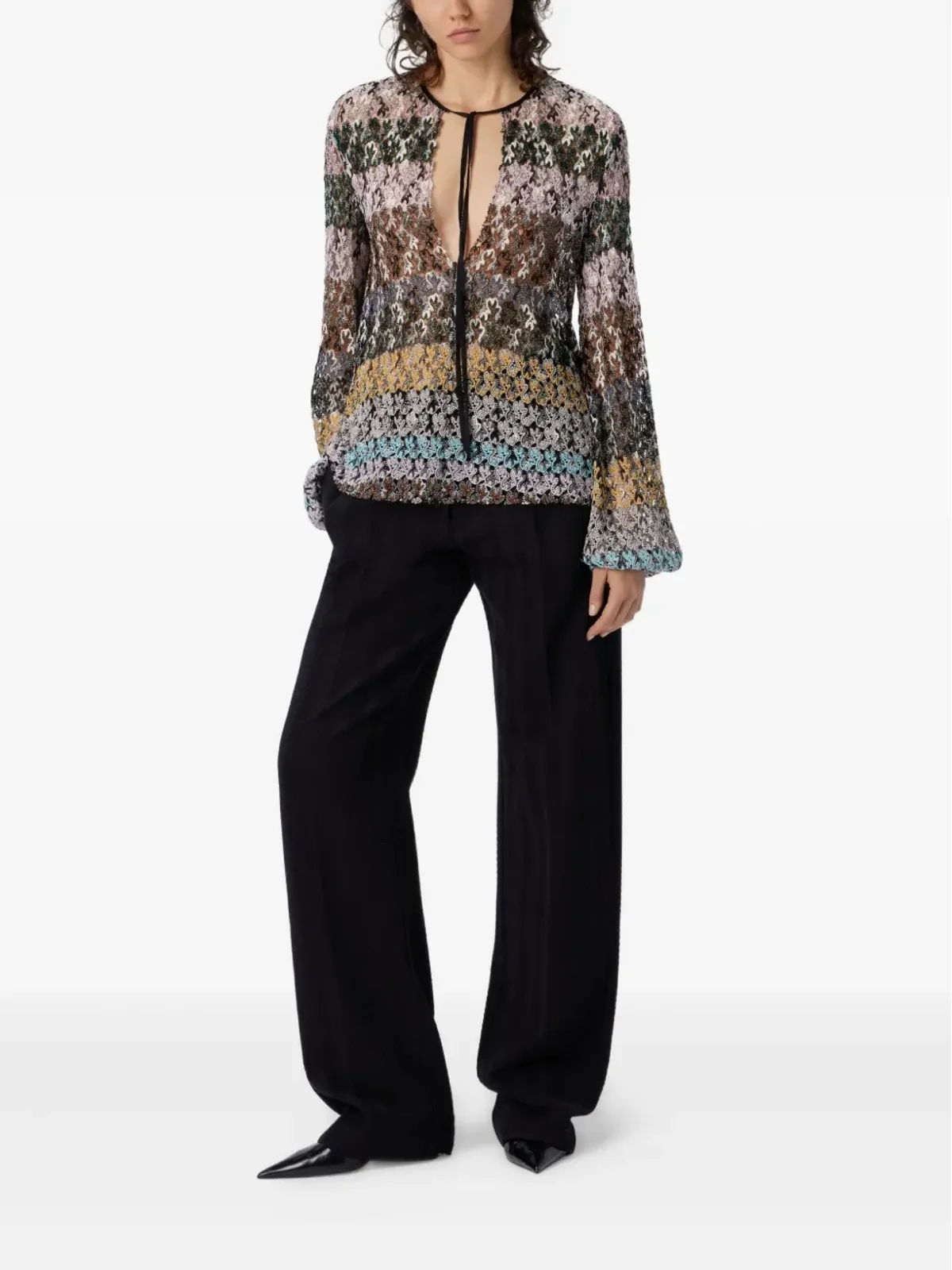 Missoni 花柄レース長袖トップ - 画像2