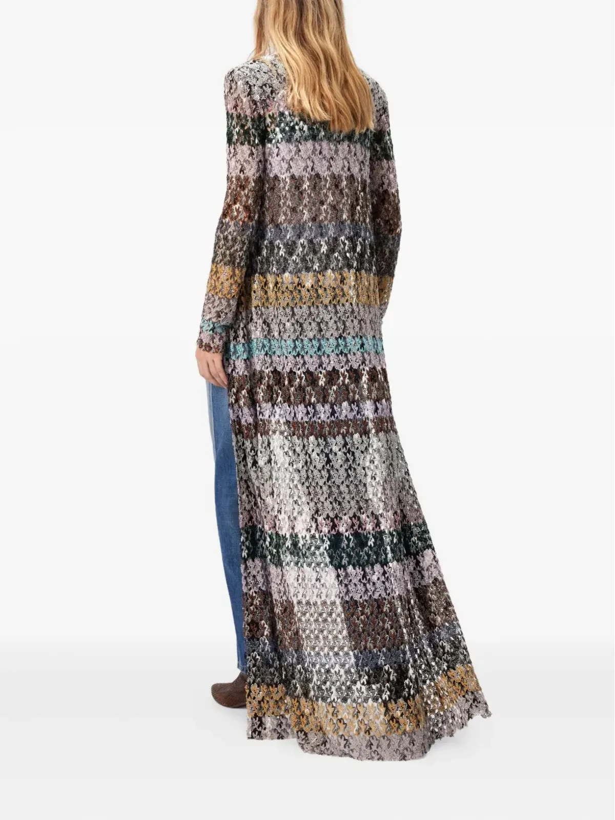 Missoni ニット長袖ロングカーディガン ブラウン - 画像3