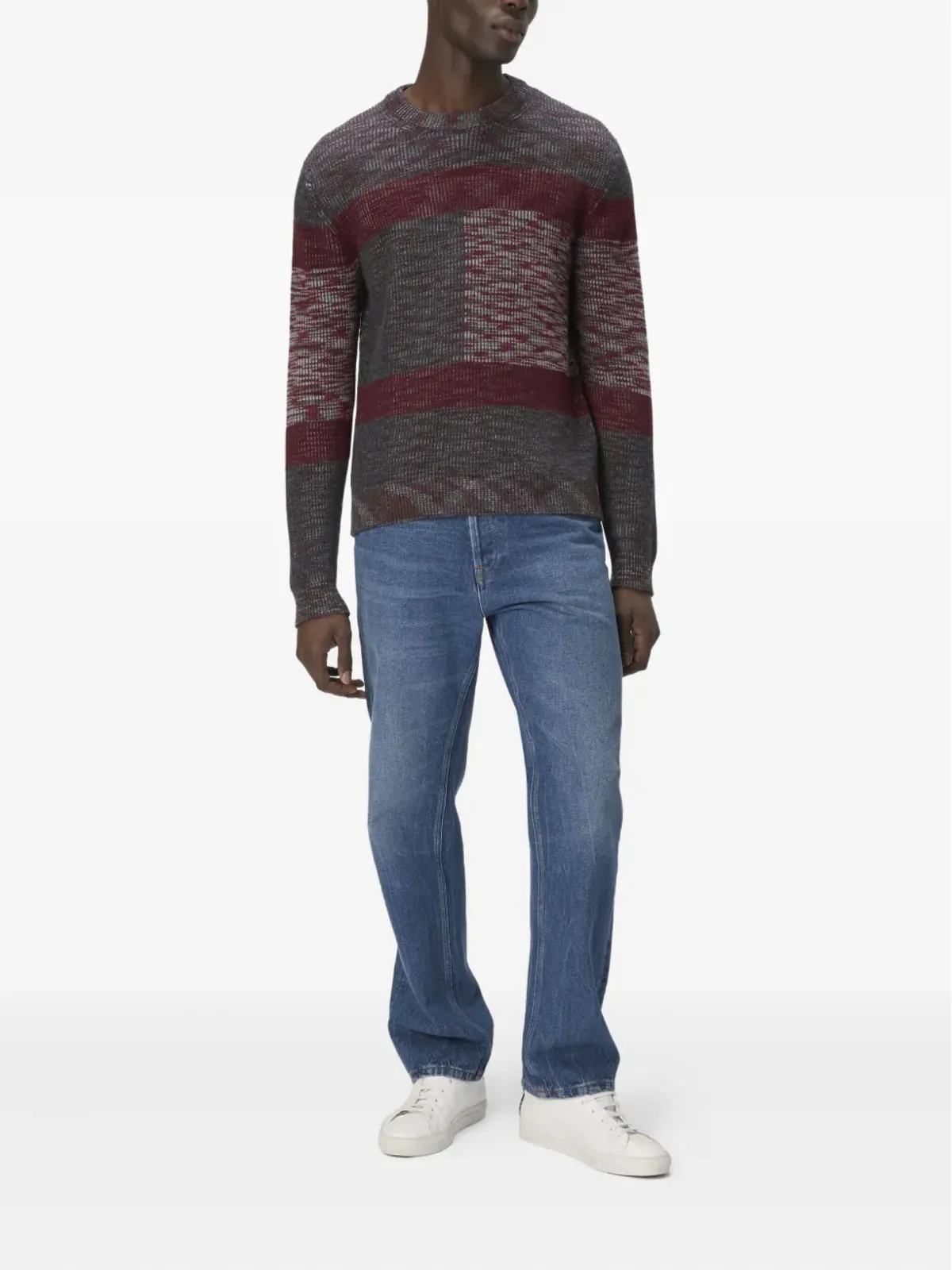 Missoni グレーのブロックパターンリブ編みセーター - 画像2