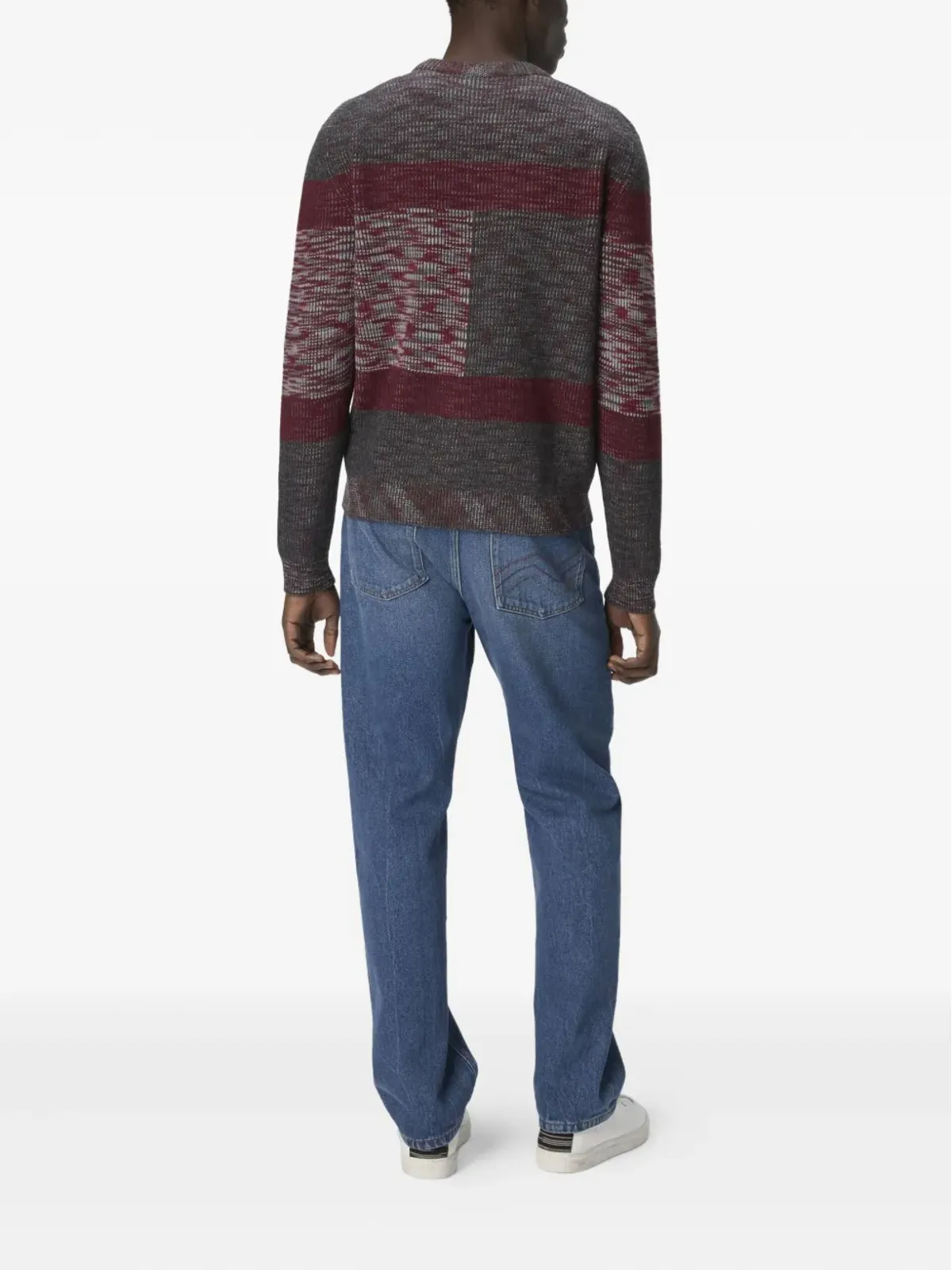 Missoni グレーのブロックパターンリブ編みセーター - 画像3