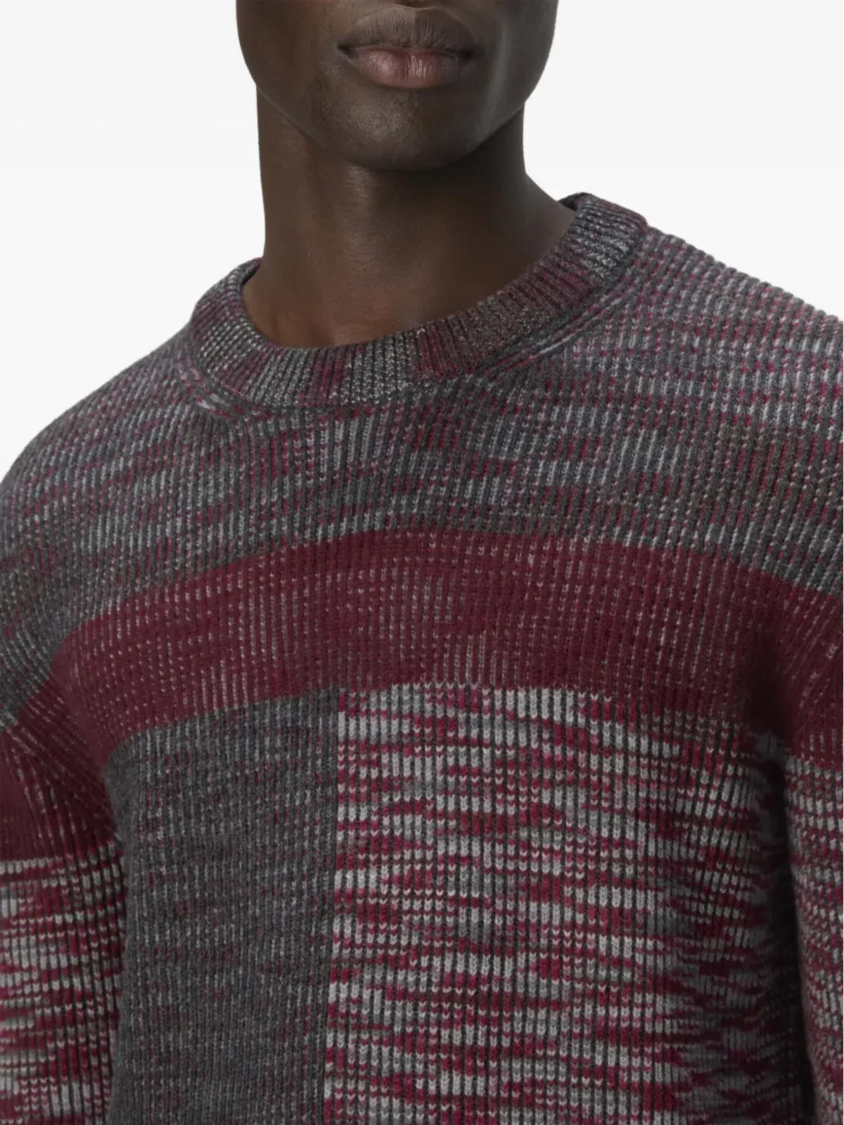 Missoni グレーのブロックパターンリブ編みセーター - 画像4