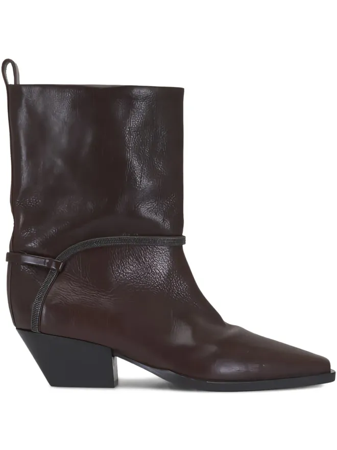 Brunello Cucinelli Brunello Cucinelli ブラウンレザー カウボーイブーツの商品画像