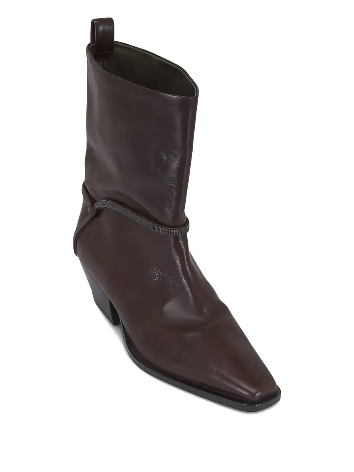 Brunello Cucinelli ブラウンレザー カウボーイブーツ - 画像2