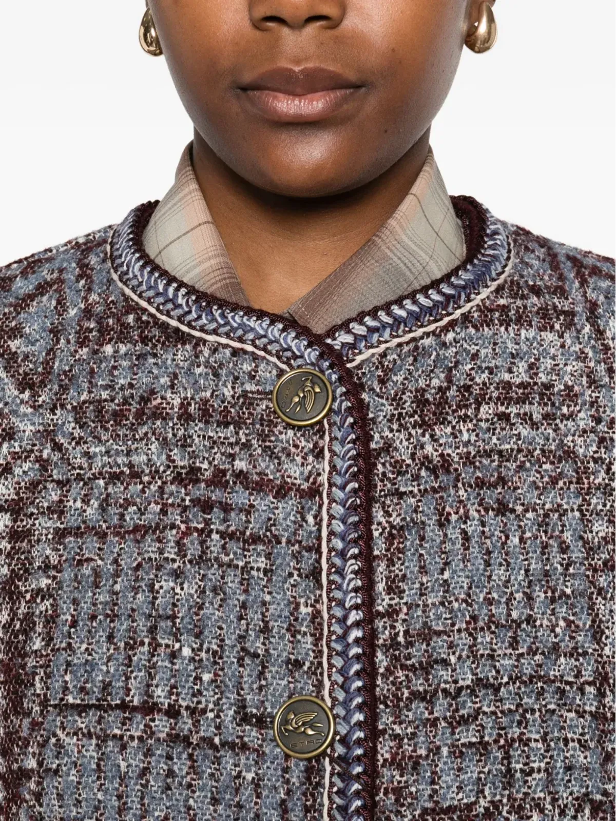 ETRO ブークレ・ジャカードコート - グレー - 画像5