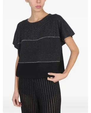 Fabiana Filippi ストライプ ウール Tシャツ グレー - サムネイル1