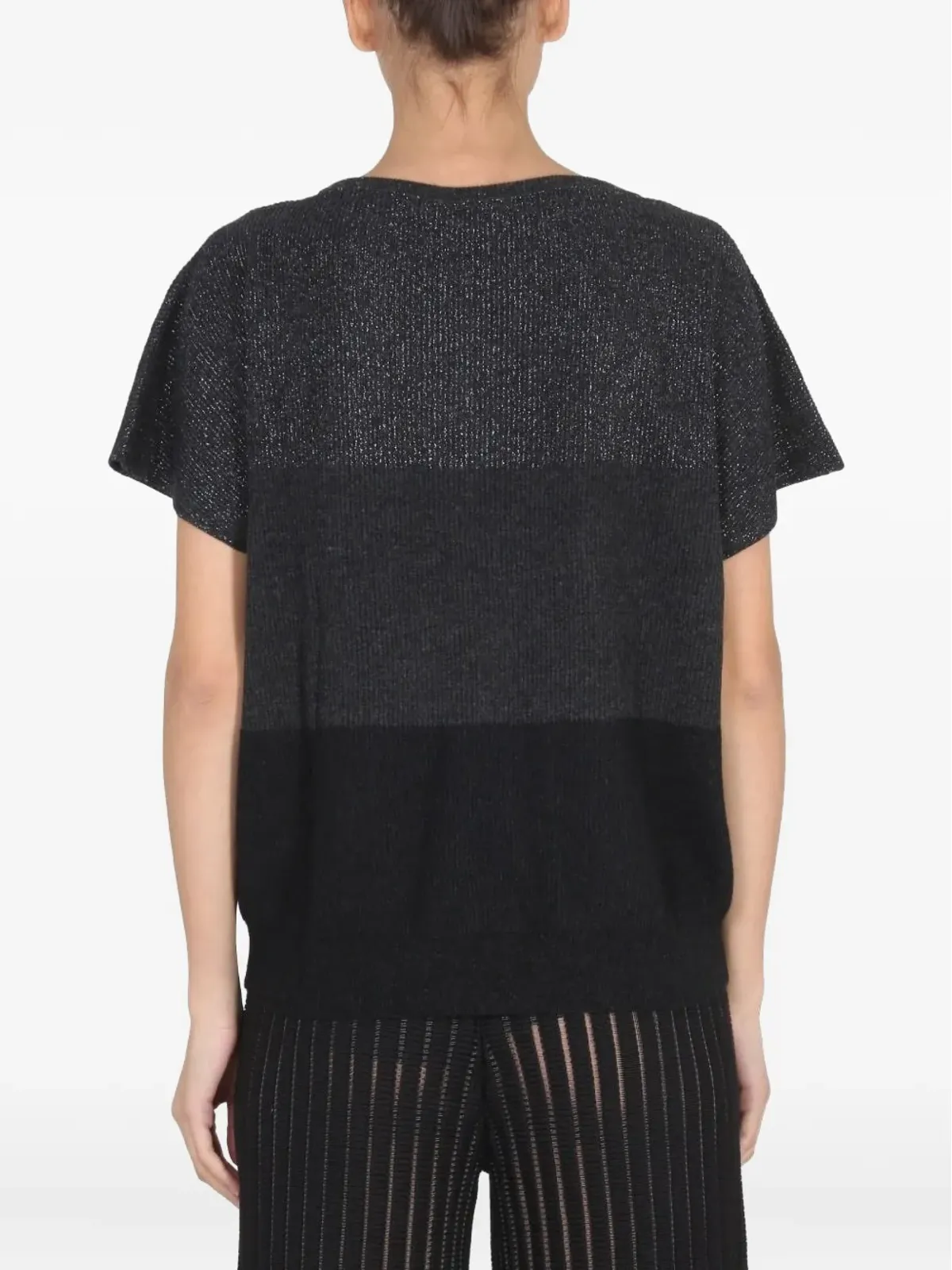 Fabiana Filippi ストライプ ウール Tシャツ グレー - 画像4