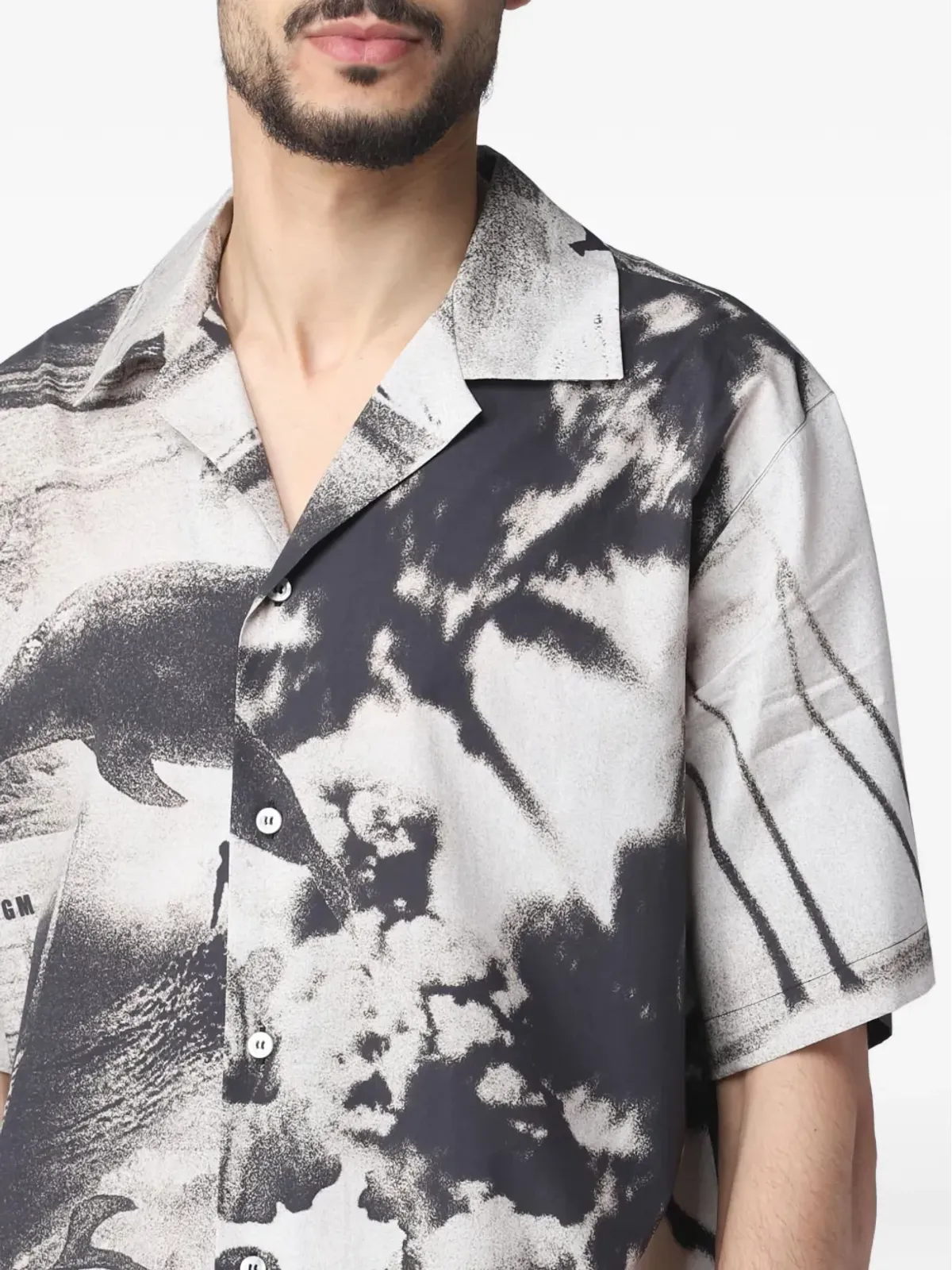 MSGM グラフィックプリント半袖シャツ - グレー - 画像4