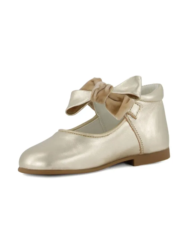 ANDANINES ANDANINES velvet-bow leather ballerinasの商品画像
