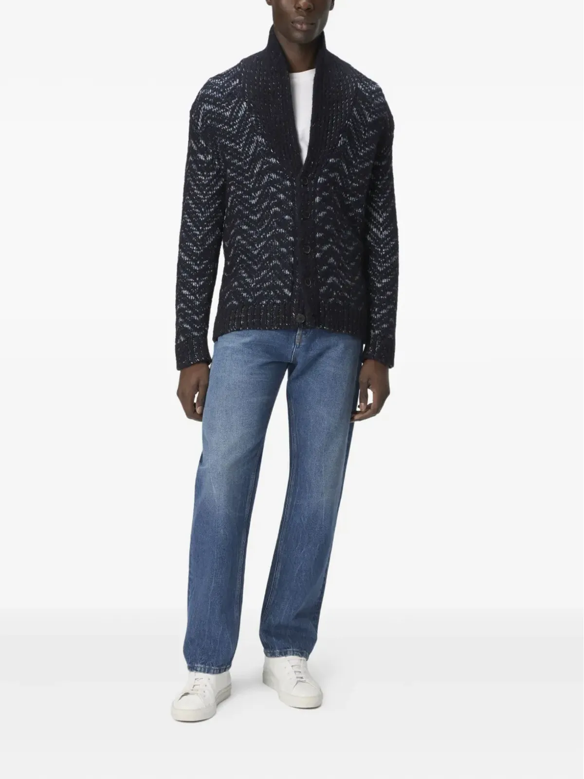 Missoni 波模様のショールカラー カーディガン - ブルー - 画像2