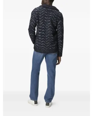 Missoni 波模様のショールカラー カーディガン - ブルー - サムネイル3