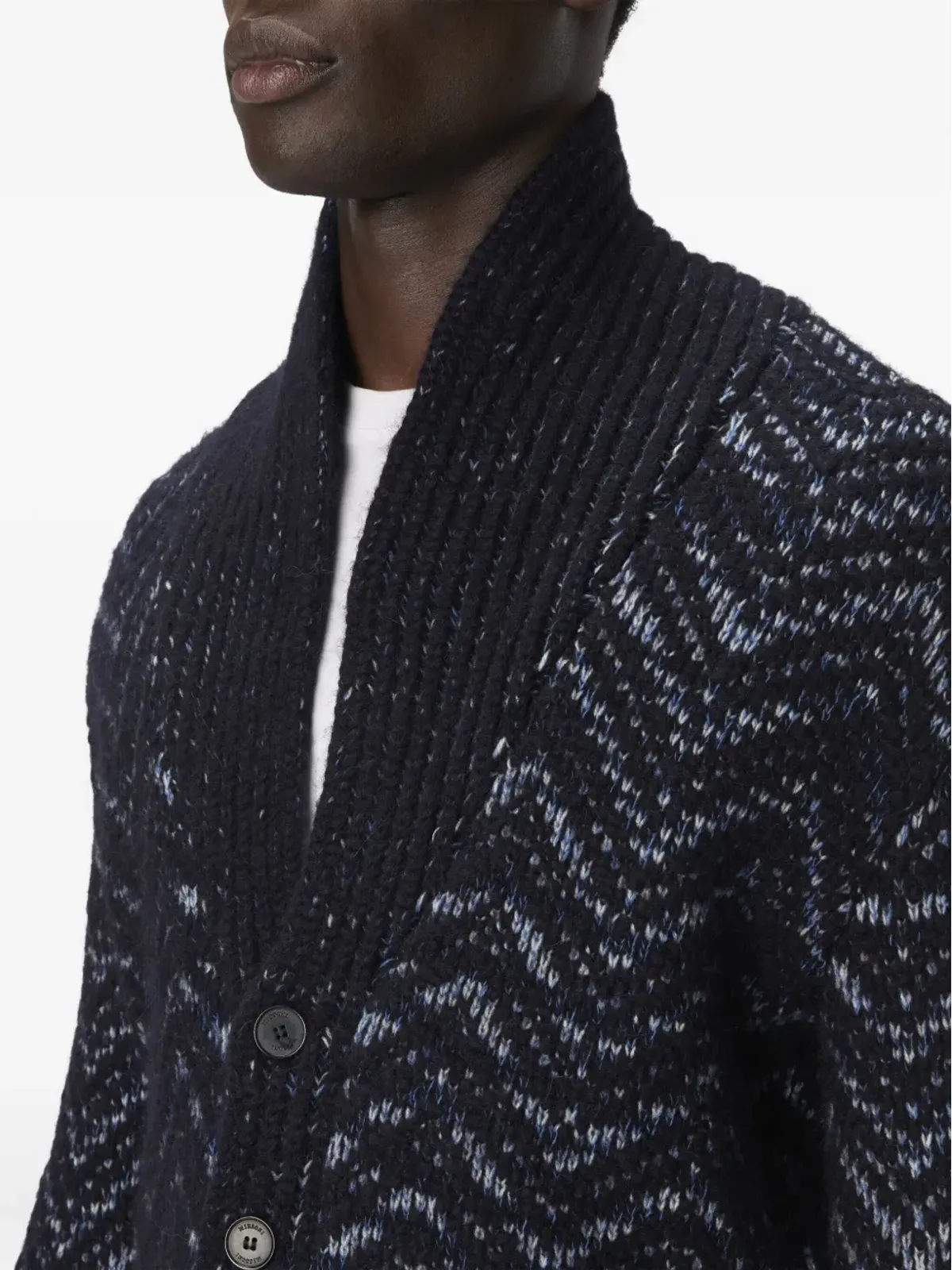 Missoni 波模様のショールカラー カーディガン - ブルー - 画像4