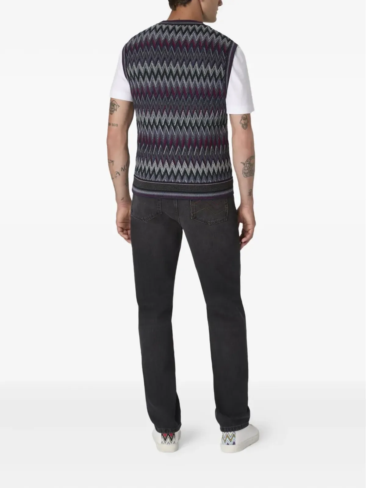 Missoni チェボロン柄Vネックセーター ベスト - ブルー - 画像3