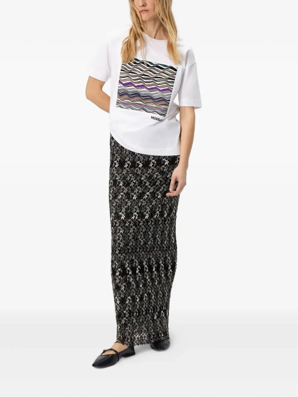 Missoni ウェーブパターン ボックスアップリケ Tシャツ - 画像2
