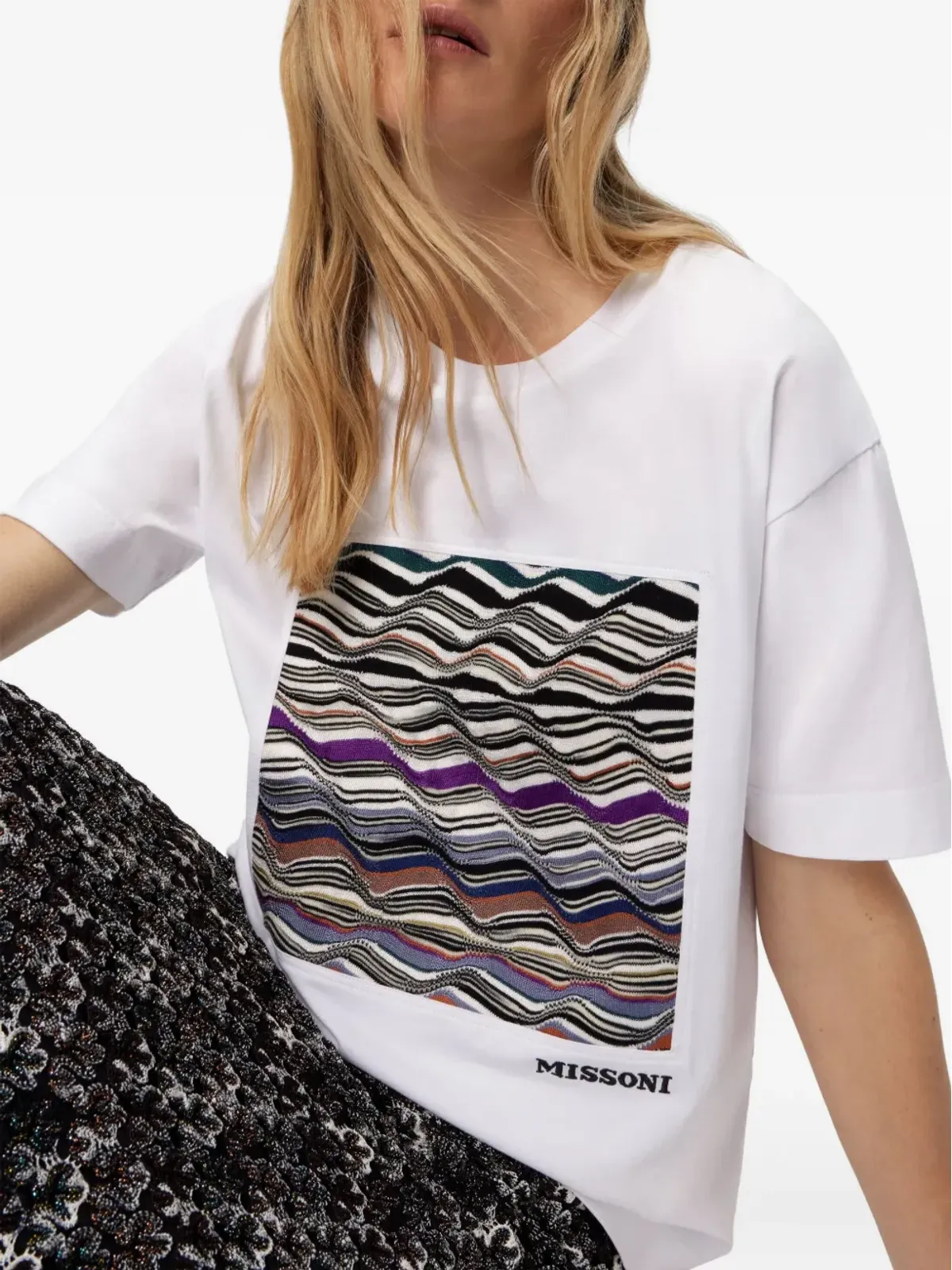 Missoni ウェーブパターン ボックスアップリケ Tシャツ - 画像4