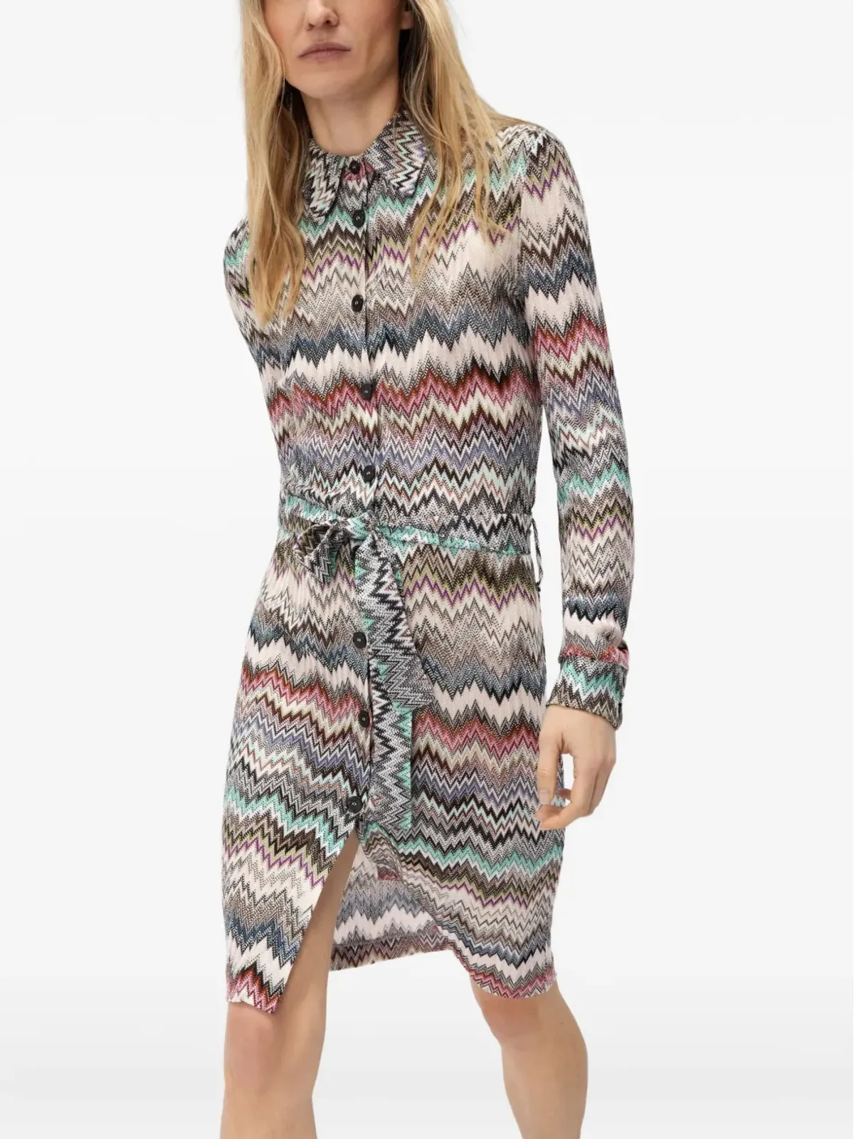 Missoni チェボロン柄ベルト付きミディ丈シャツドレス - 画像4