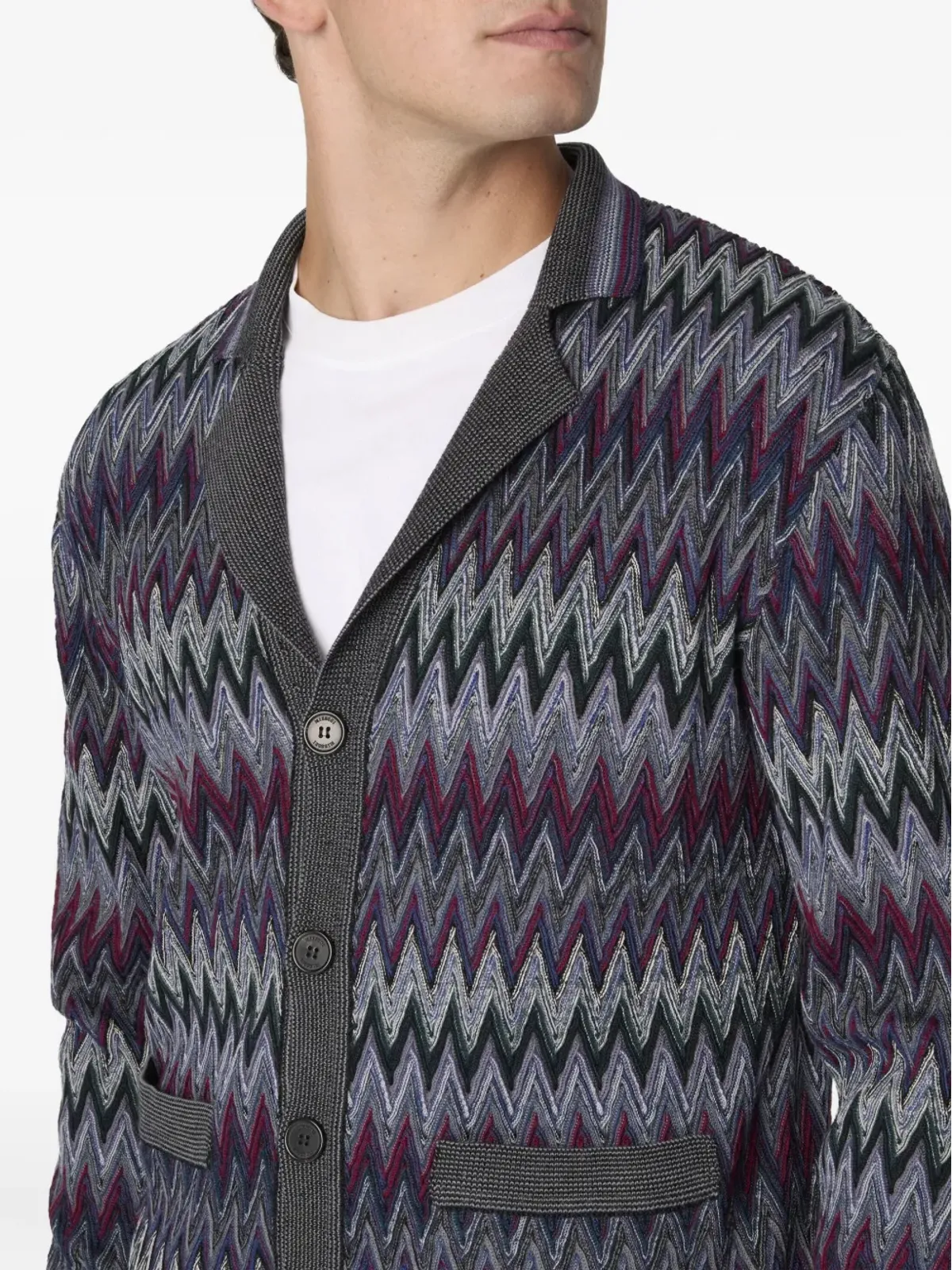 Missoni ヘリンボーン柄ショールカラー カーディガン - 画像4