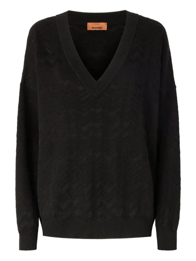Missoni Missoni ジグザグ柄Vネックセーター ブラックの商品画像