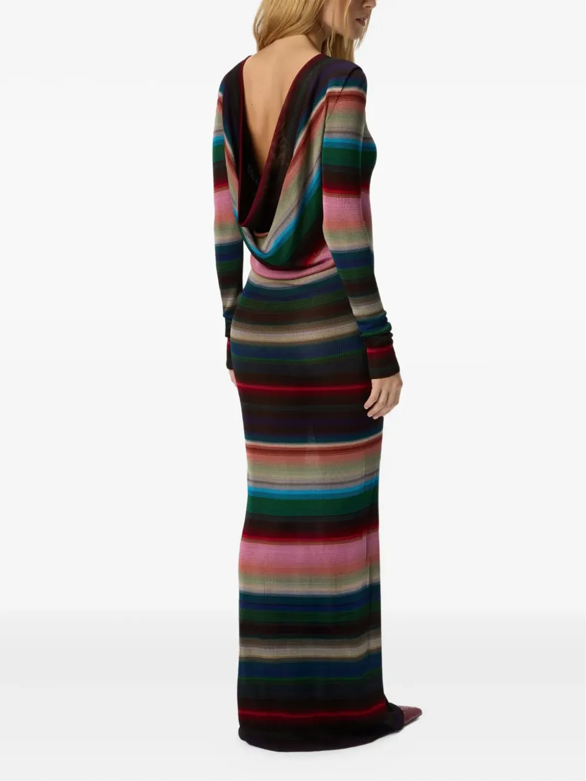 Missoni ストライプ柄オープンバック マキシドレス - ブラック - 画像2