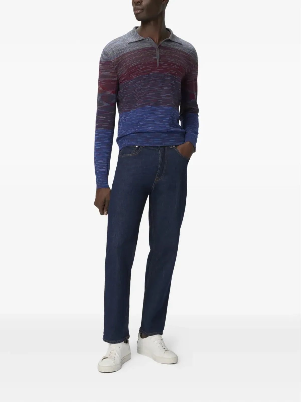 Missoni グラデーション風ストライプ柄ポロシャツ ブルー - 画像2