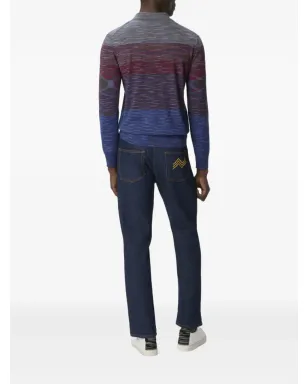 Missoni グラデーション風ストライプ柄ポロシャツ ブルー - サムネイル3
