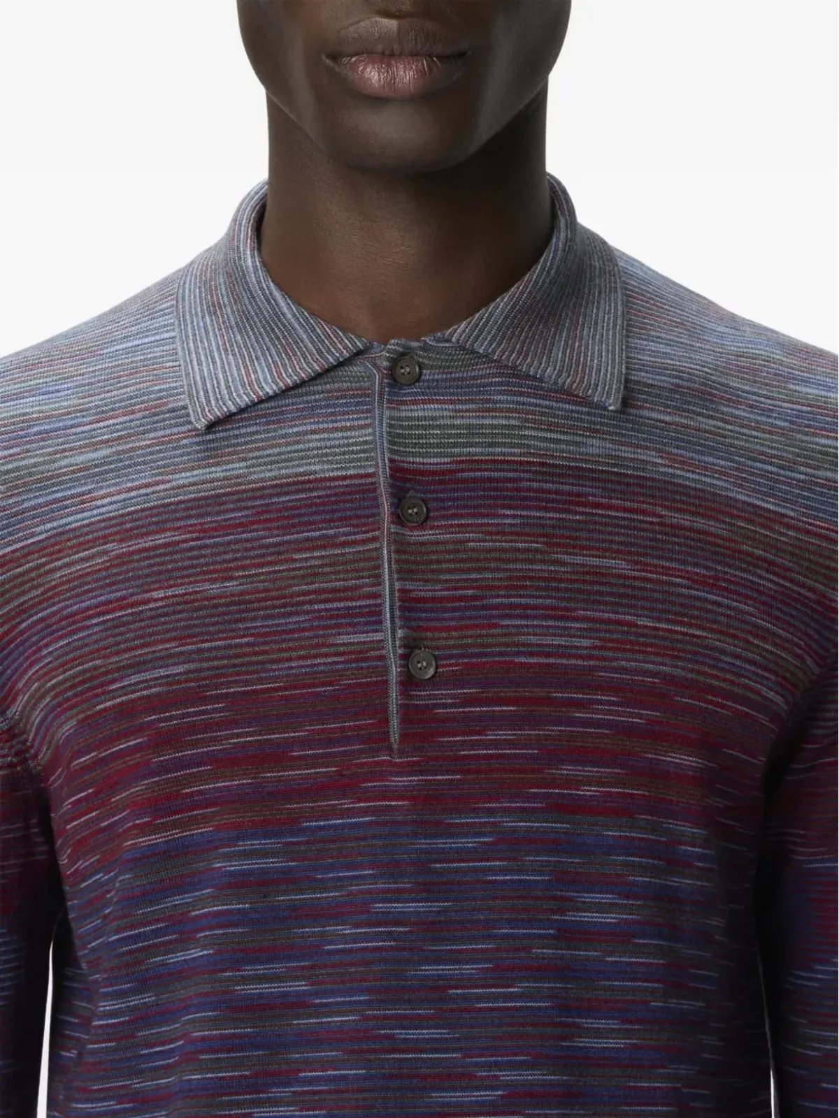 Missoni グラデーション風ストライプ柄ポロシャツ ブルー - 画像4
