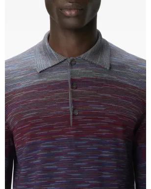 Missoni グラデーション風ストライプ柄ポロシャツ ブルー - サムネイル4