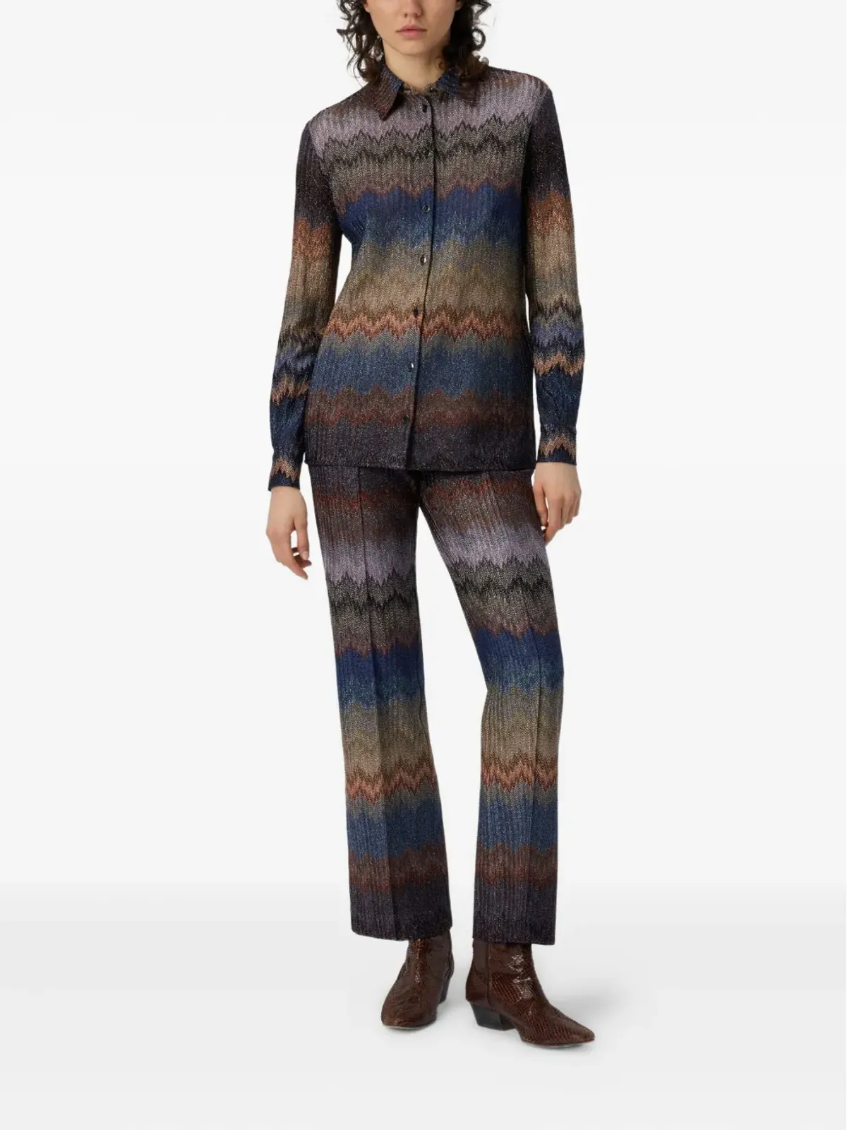Missoni ジグザグ柄メタリックシャツ - ブラウン - 画像2