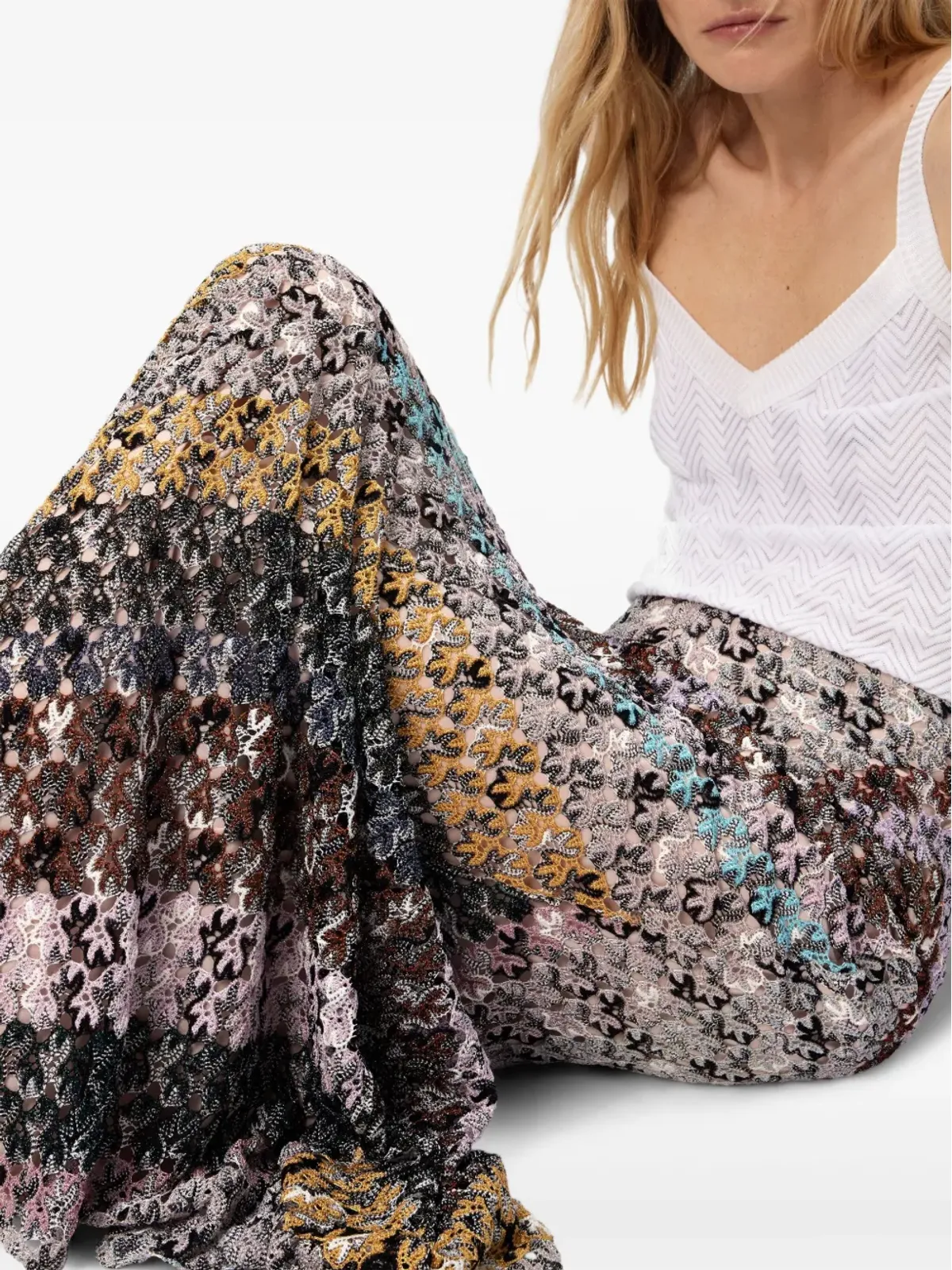 Missoni ジグザグレース柄のマキシスカート - 画像4