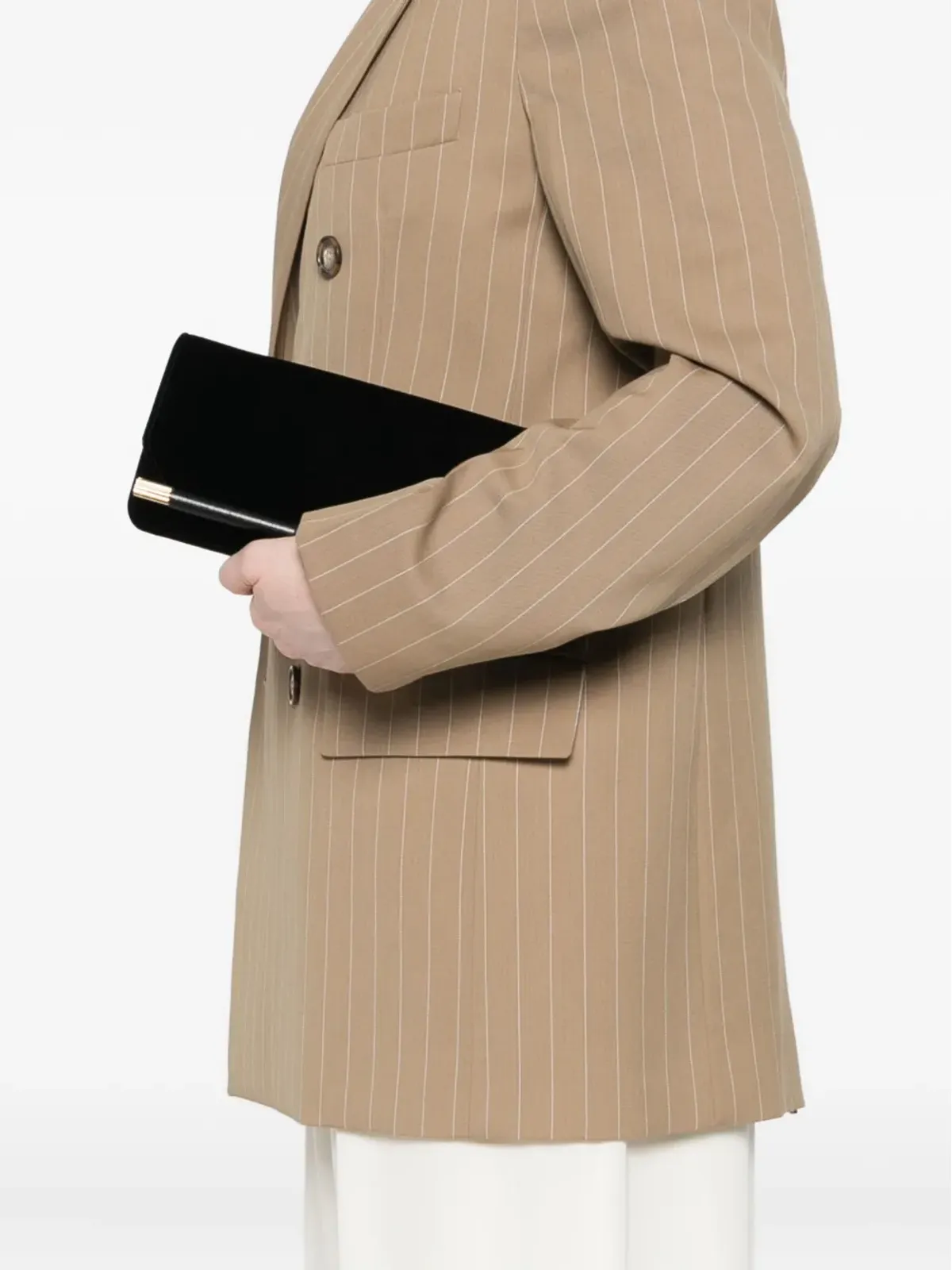 Victoria Beckham 202 velvet bar-detail clutch bag - Black - 画像2